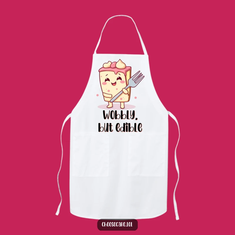 Funny Wobbly Cheesecake Apron: Giggle-Ready Chef with Giant Fork, Kitchen Fun!