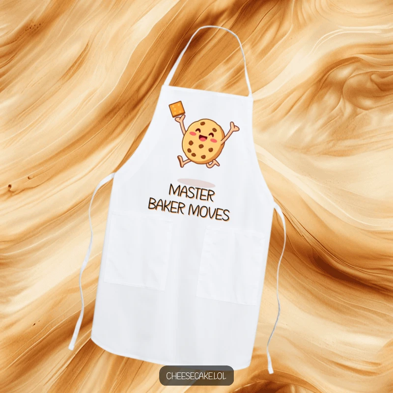 Funny baked cookie leap apron, perfect for bakers to wear while celebrating their delicious creations with humor.