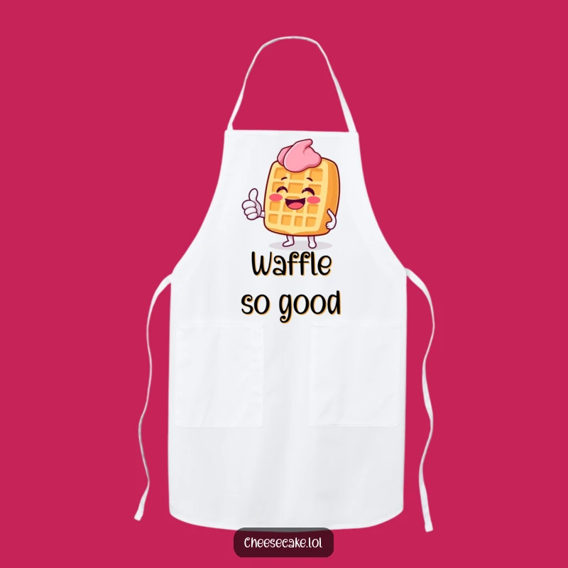 Funny Grinning Waffle Apron: Cook with Approval, Thumbs Up Character, Kitchen Gift