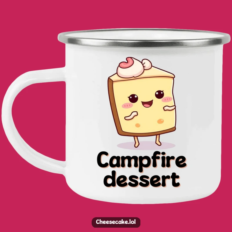 Funny Cheesecake Shimmy Camp Mug - Joyful Dessert Dancer Outdoor Gift