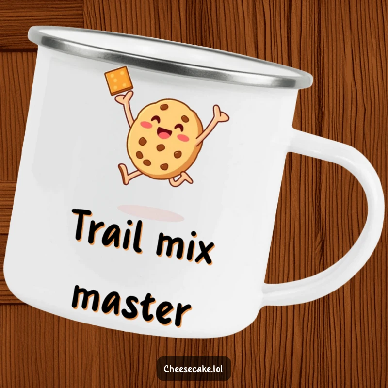 Funny baked cookie leap camping mug, celebrating baking success during outdoor adventures with a humorous design.