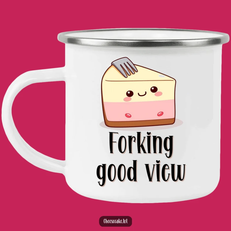 Funny Cheesecake Camping Mug: Enjoy Your Trail Mix with Dessert Humor