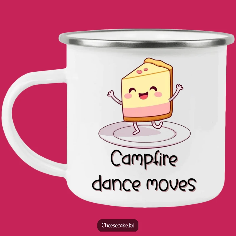 Funny Dancing Cheesecake Camping Mug: Groove on Your Adventures
