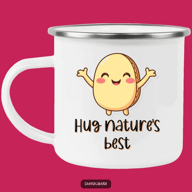 Funny Macaron Camping Mug: Huggable Pastry for Outdoor Adventures & Humor