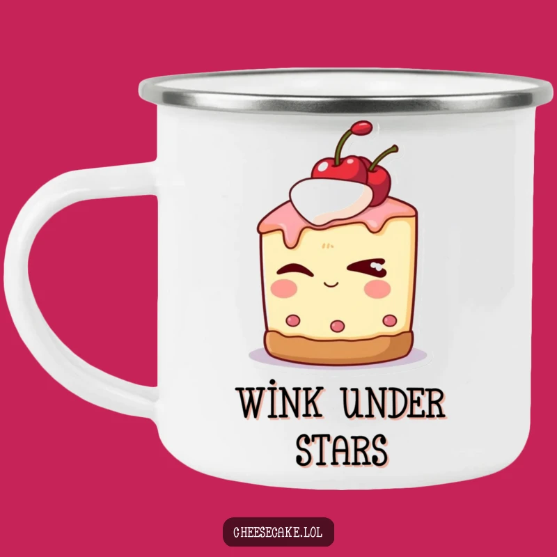 Funny Sly Cheesecake Camping Mug: Your Cheeky Outdoor Companion