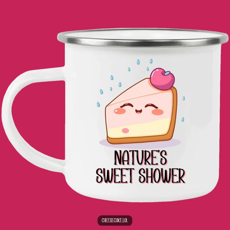 Funny Cheesecake Bliss Camping Mug: Serene Outdoors With Sprinkles, A Rugged Funny Gift