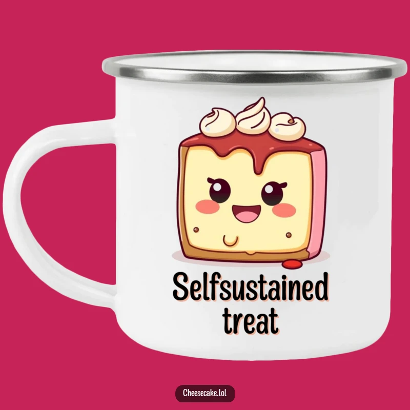 Funny Cheesecake Camping Mug: Enjoy Your Brew with Dessert Humor