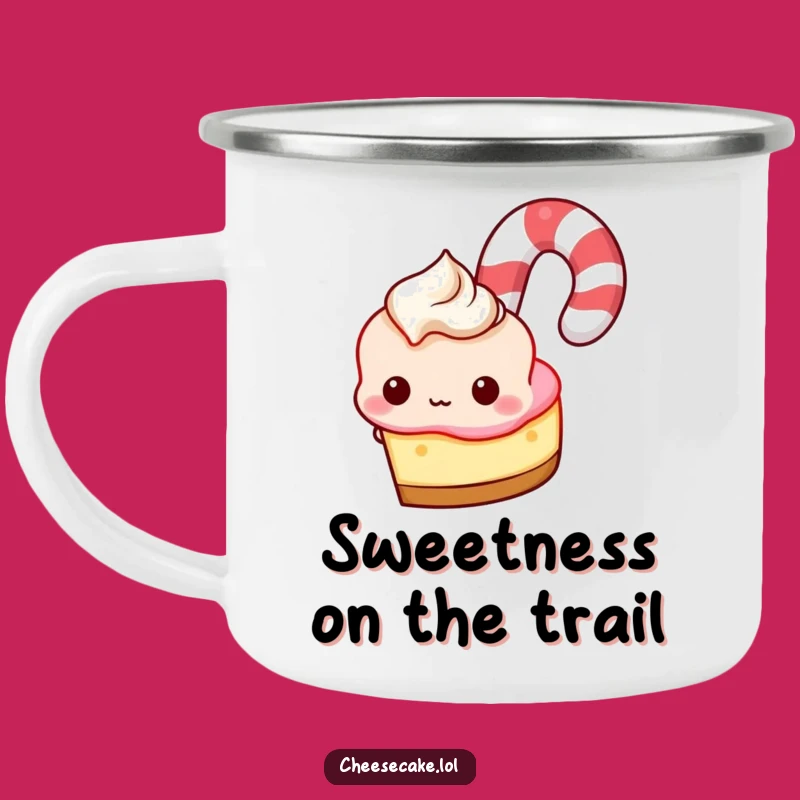Funny Cheesecake Candy Cane Peek Camping Mug, Rugged and Hilarious Outdoor Companion