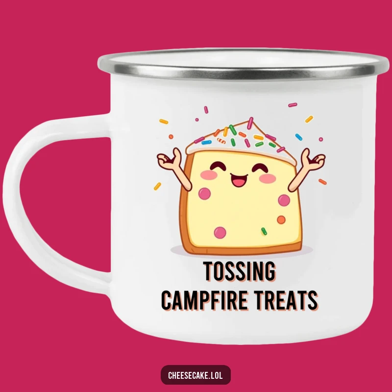 Funny Cheesecake Camping Mug - Juggling Sprinkles Adventure Gift