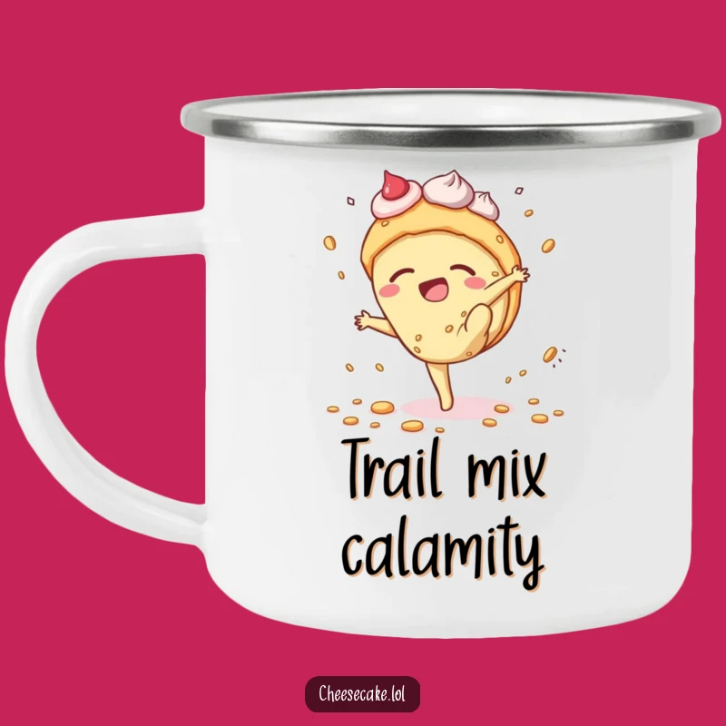 Funny Cheesecake Cartwheel Camping Mug: Adventure with a Dessert Mishap