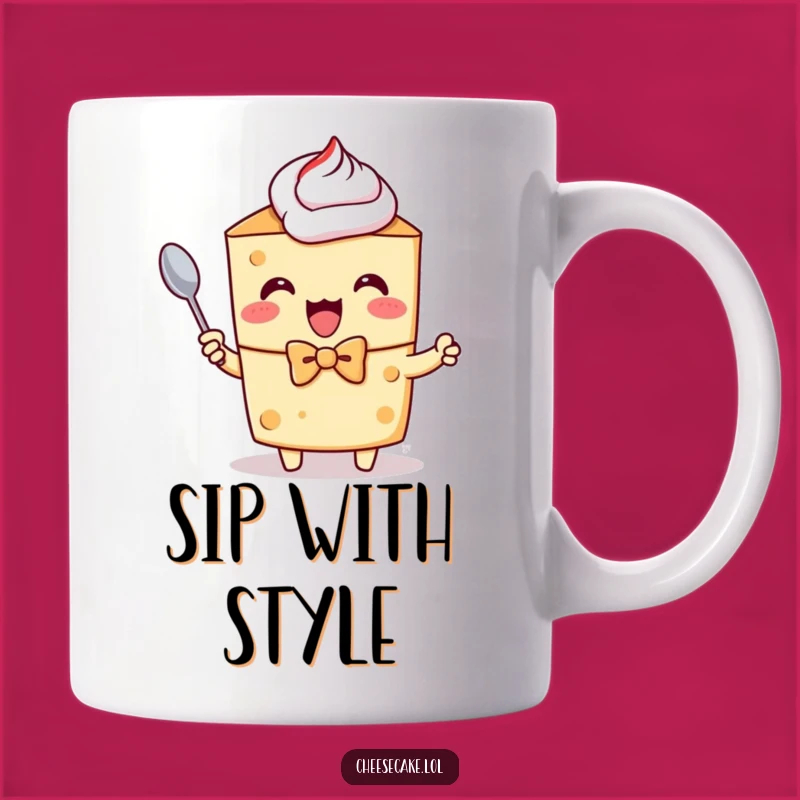 Funny Dapper Cheesecake Mug: Excited for Dessert Adventures