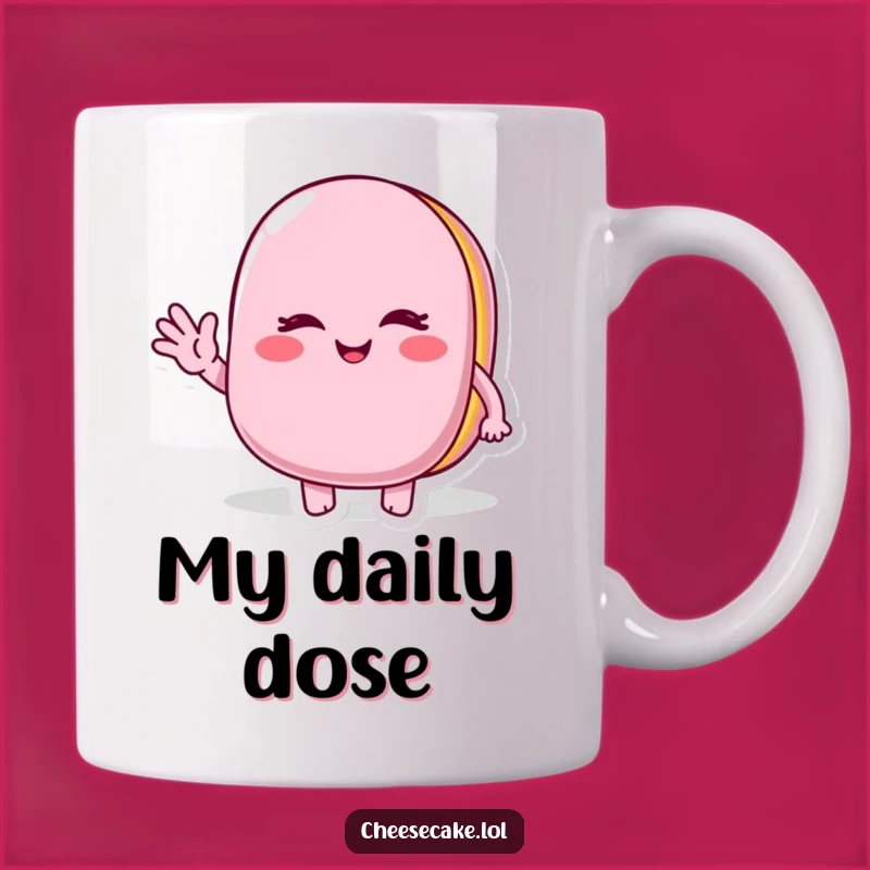 Funny Winking Macaroon Mug: A Cheerful Wave Character Perfect for Sweet Gift Lovers