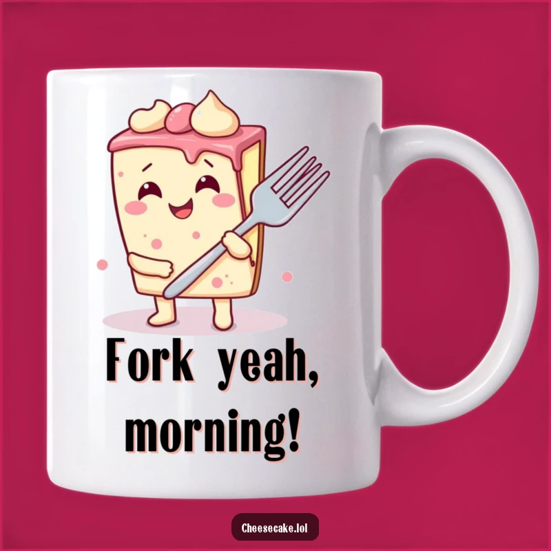 Funny Wobbly Cheesecake Mug: A Giggling Dessert with Giant Fork, Perfect Gift!