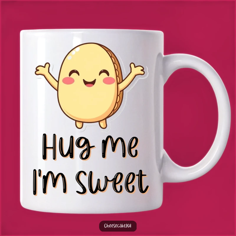 Funny Macaron Hug Mug: Adorable Pastry Character Gift for Sweet Lovers
