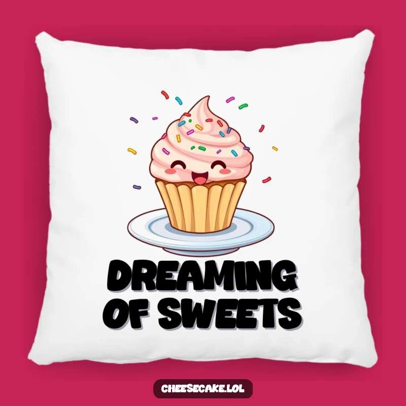 Funny Excited Cupcake Pillow - Cozy Sprinkly Dancer Cushion Gift