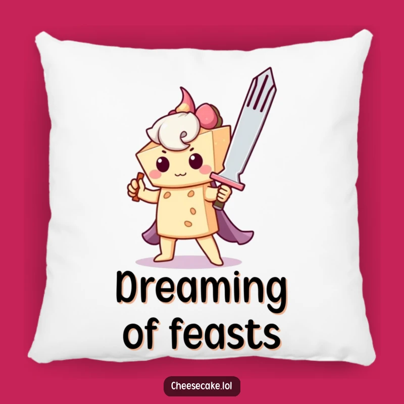 Funny Cheesecake Knight Pillow: Cozy Brave Dessert Accent