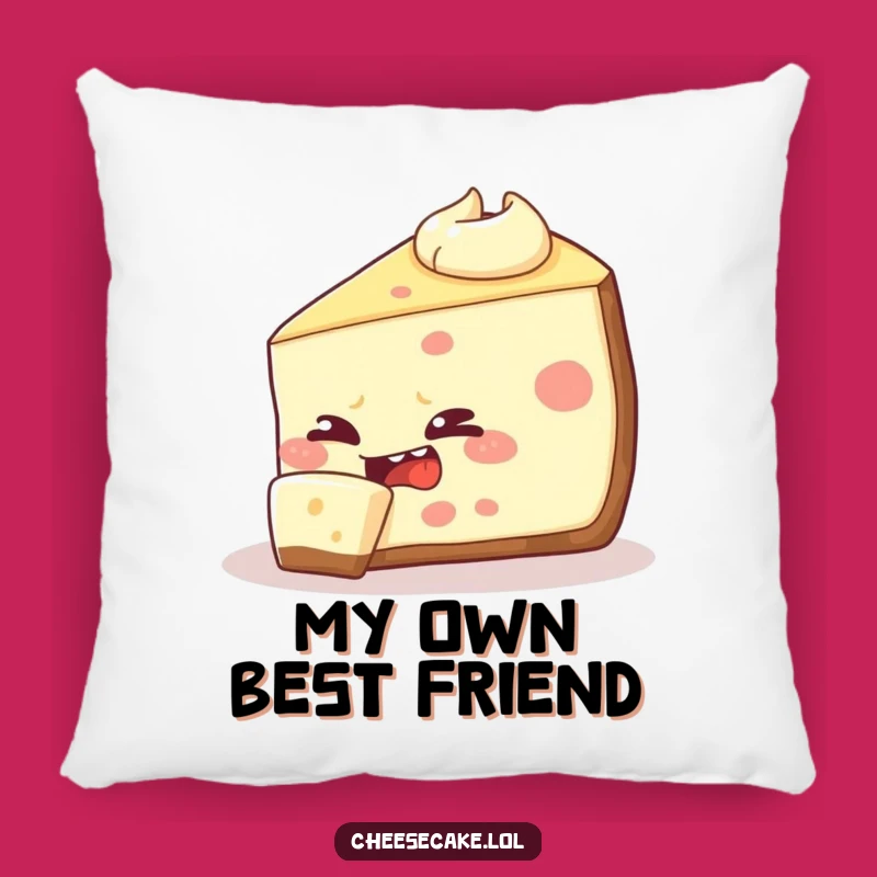 Funny Cheesecake Pillow: Mischievous Slice Eating Itself, Cozy Laughs Guaranteed!