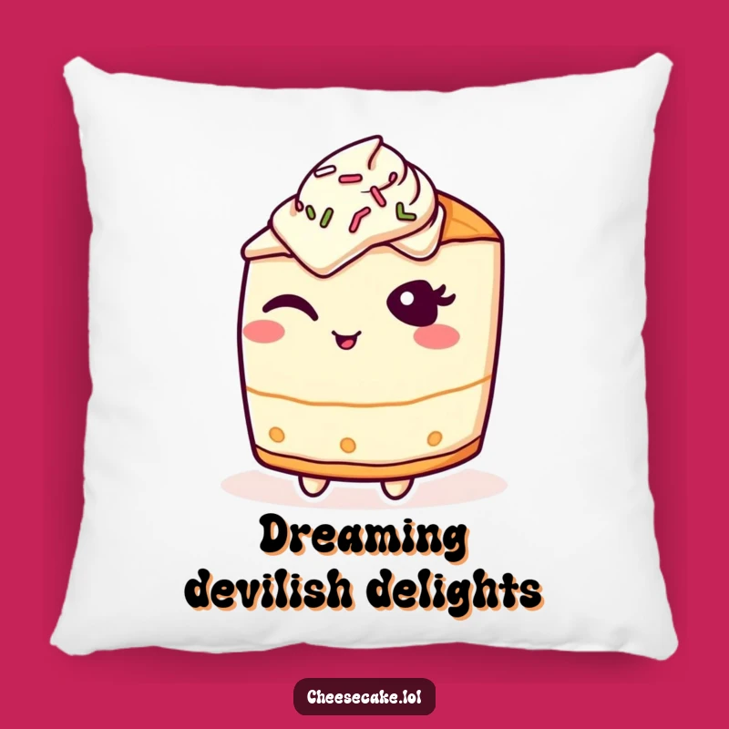 Funny Cheesecake Wink Sprinkles Pillow, Comfort Meets Cheeky Dessert Charm