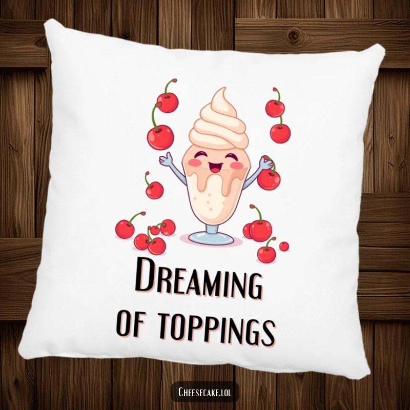 Funny Giggling Sundae Pillow: A soft pillow featuring a happy sundae character giggling as it juggles cherries.