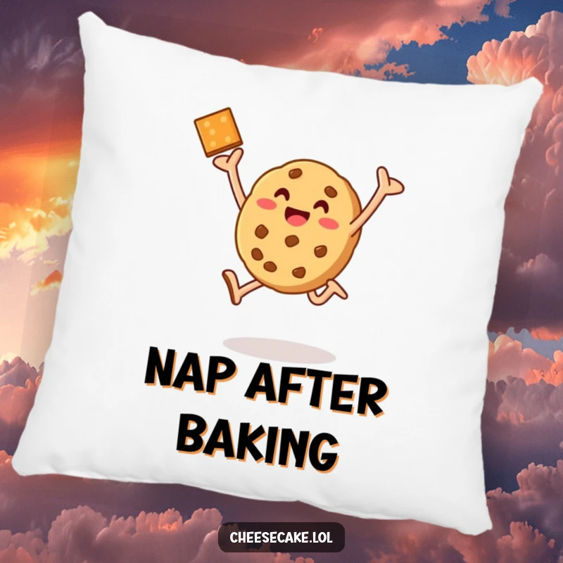 Funny cookie leap pillow, offering cozy comfort and celebrating baking achievements with a humorous design.