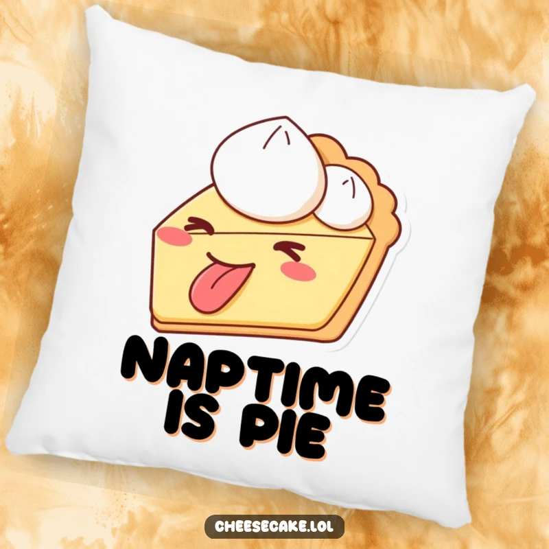 Funny pie wink tongue out pillow, offering cozy comfort and a playful, cheeky design for humorous decor.
