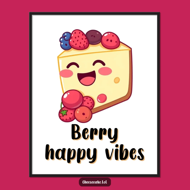 Funny Cheesecake Berry Happiness Print - Instant Joyful Dessert Art!