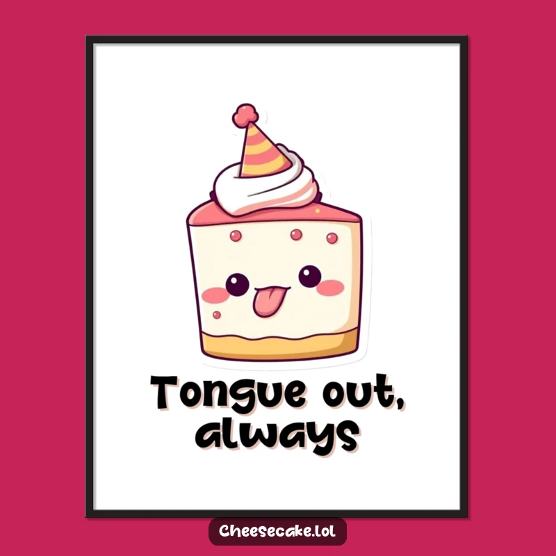 Funny Cheesecake Digital Art, Instant Playful Tongue Out Download, Hilarious Gift File