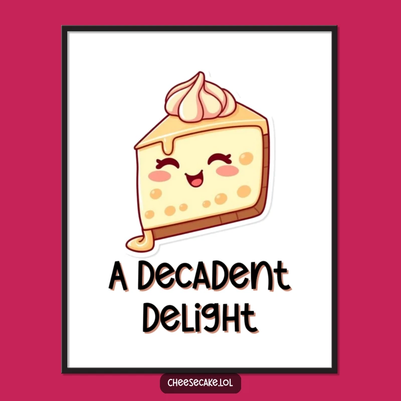 Funny Cheesecake Wink Digital Art: Sweet Decor With Dripping Frosting, An Instant Funny Gift