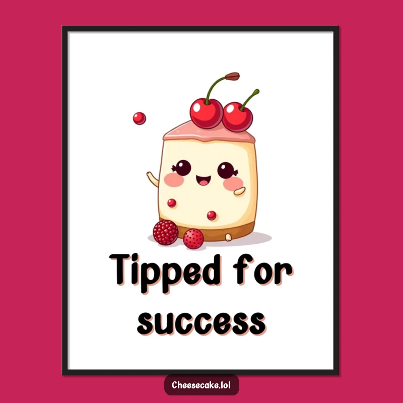 Funny Cherry Tiara Cheesecake Digital Art: Royal Dessert Art for Instant Charm