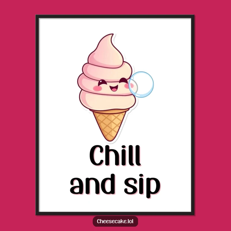 Funny Ice Cream Bubble Art Print: Instant Sweet Download - The Perfect Funny Gift!