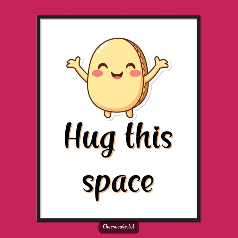 Funny Macaron Digital Art: Huggable Pastry Print for Instant Adorable Humor