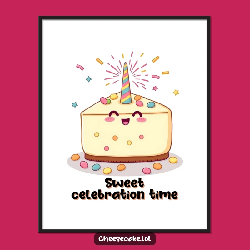 Funny Cheesecake Party Digital Art: Festive Decor With Candy Showers, An Instant Funny Gift