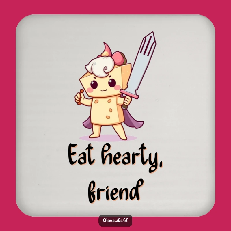 Funny Cheesecake Knight Coaster: Protect Surfaces with Brave Dessert Style