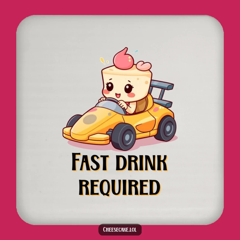Protect Your Surfaces: Funny Coaster for Determined Cheesecake Racers