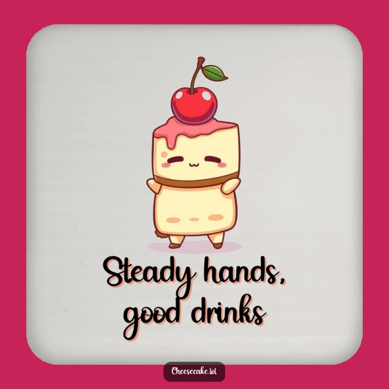 Funny Cheesecake Cherry Drink Coaster - Joyful Dessert Protection