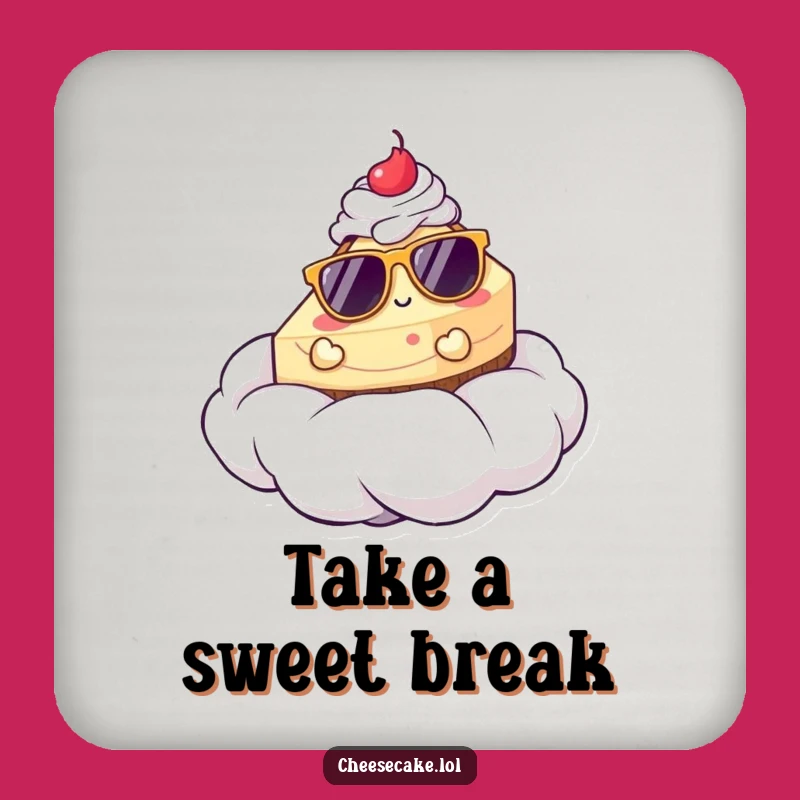 Funny Cheesecake Sunglasses Coaster: Protect Surfaces with Dessert Style