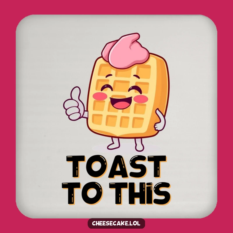 Funny Grinning Waffle Drink Coaster: Protect Surfaces with Thumbs Up, Cute Table Gift