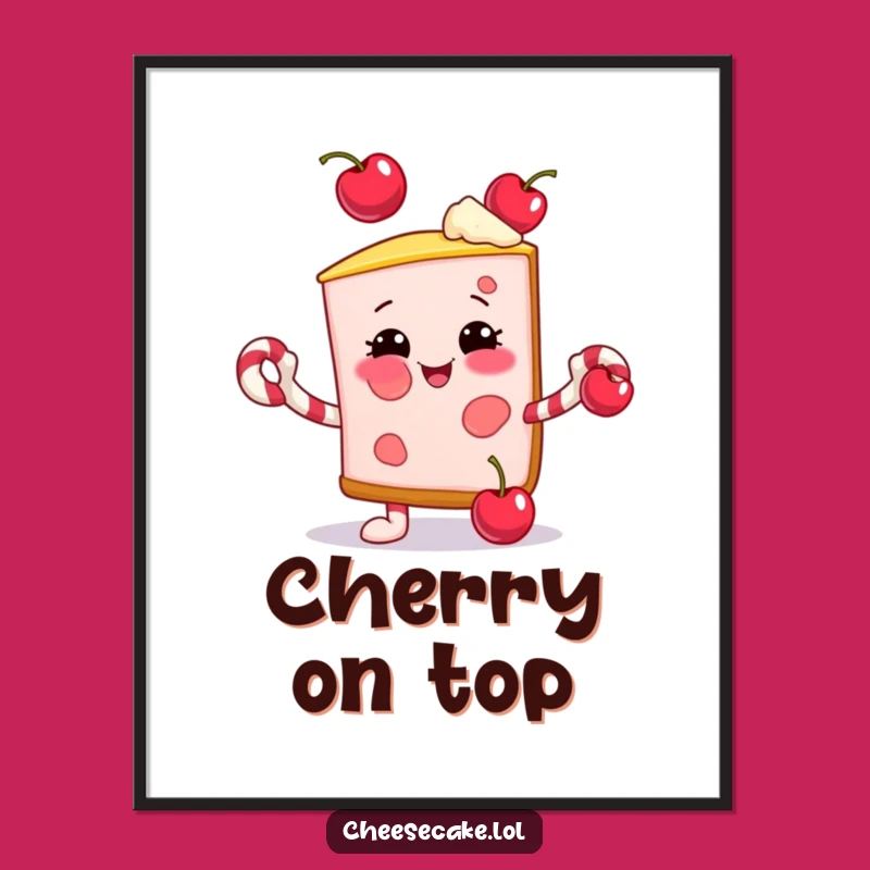 Funny Juggling Cheesecake Poster: Festive Art for a Cheerful Atmosphere
