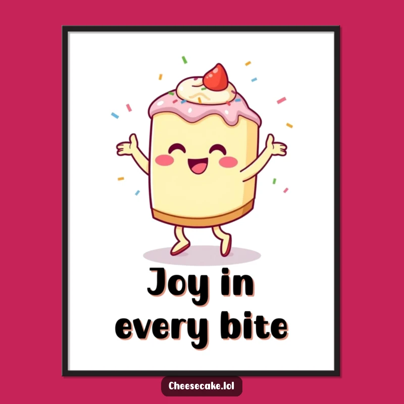 Funny Cheesecake Jig Poster: Festive Dessert Art With Flying Sprinkles, A Whimsical Funny Gift