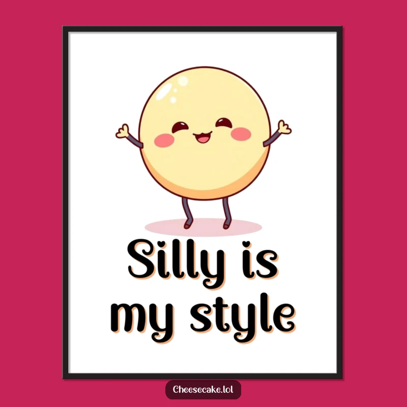 Funny Cheesecake Poster - Dancing Dessert Art Print for Kitchens