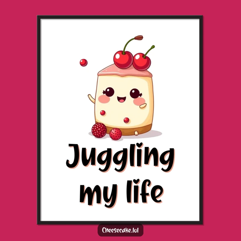 Funny Cherry Tiara Cheesecake Poster: Royal Dessert Art for Your Walls