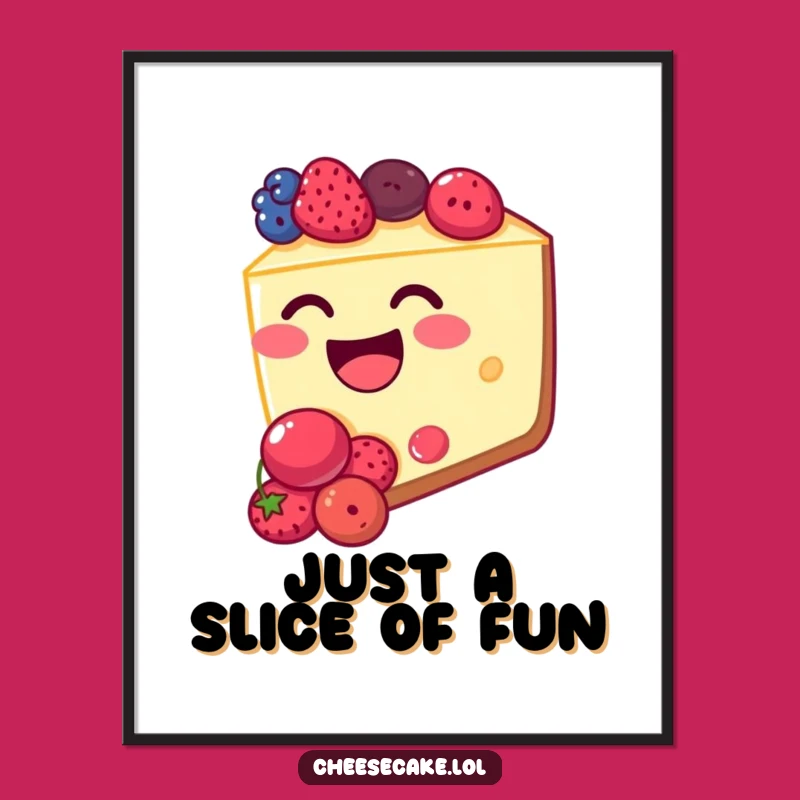 Funny Cheesecake Berry Delight Poster - Hilarious Dessert Art for Your Wall!