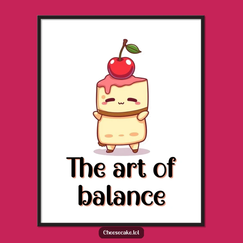 Funny Cheesecake Cherry Poster - Concentrated Dessert Wall Art