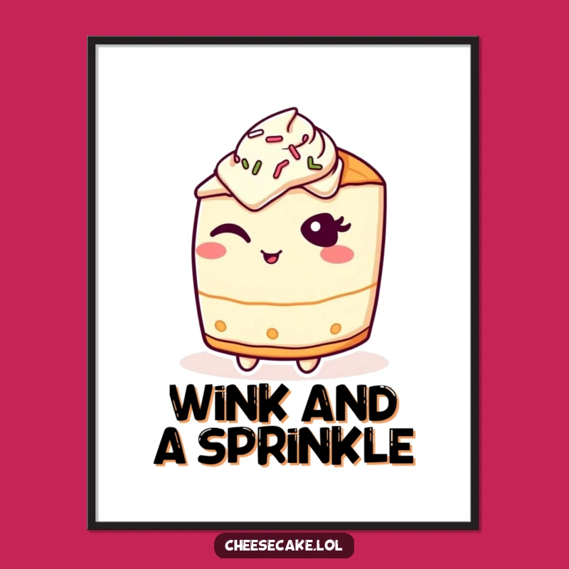 Funny Cheesecake Wink Sprinkles Poster, Inject Humor into Your Space