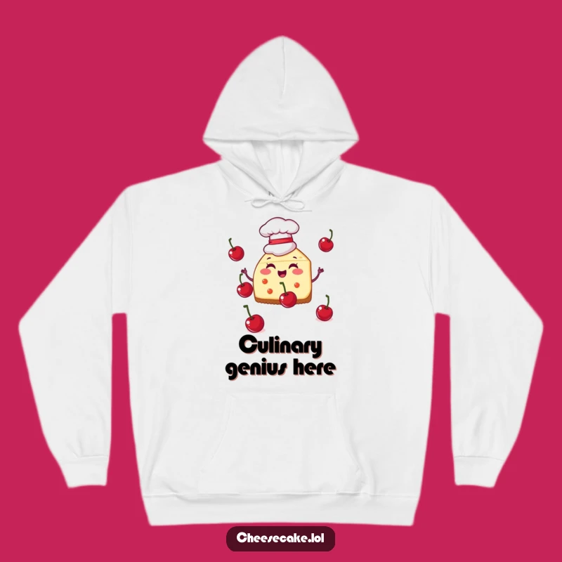 Funny Chef Cheesecake Hoodie, Cozy Juggling Cherry Sweatshirt, Ultimate Humorous Gift for Cooks