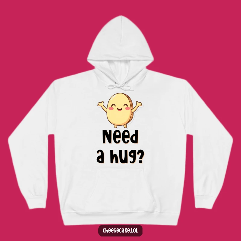 Funny Macaron Hoodie: Cozy Pastry Hug Design for Warm & Humorous Comfort