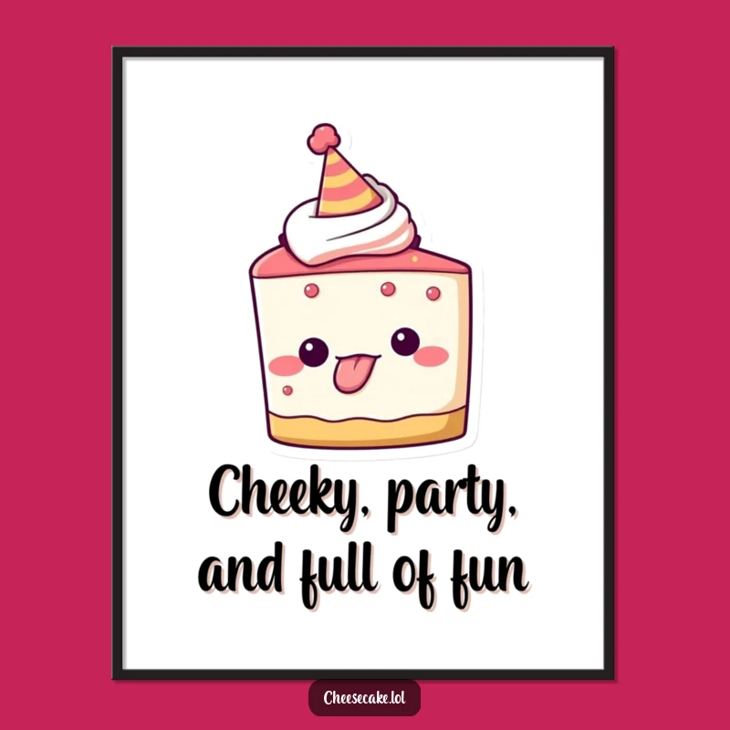 Funny Free Printable Wall Art: Cheeky Cheesecake, Party Hat, Playful Decor
