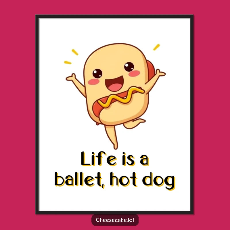 Free Printable Hot Dog Wall Art: Ballet Pose Downloadable Decor