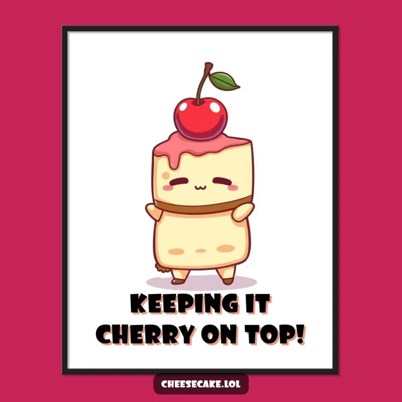 Free Printable Wall Art: Cheesecake Balance Act, Humorous Downloadable Art