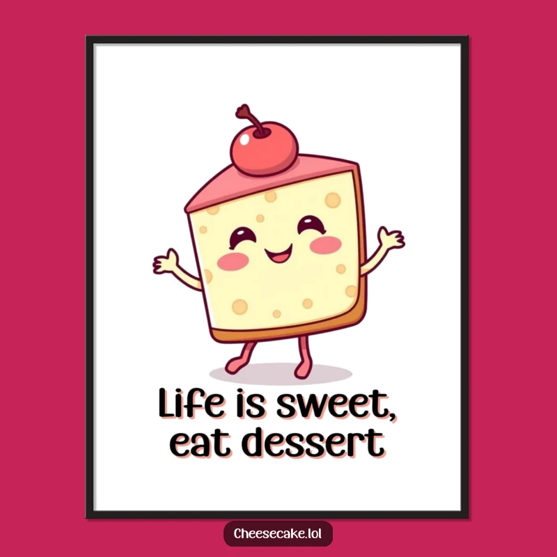 Free Printable Wall Art: Dancing Cheesecake Funny Downloadable Art for a Sweet Space